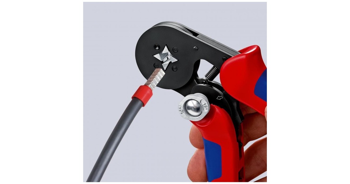 KNIPEX Selbsteinstellende Crimpzange 97 53 04 SB(rot/blau, für Ader-Endhülsen)