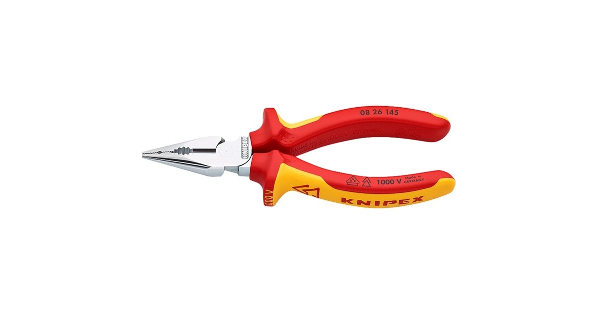 KNIPEX Spitz-Kombizange VDE 0826145(rot/gelb, Griffe isoliert, VDE-geprüft)