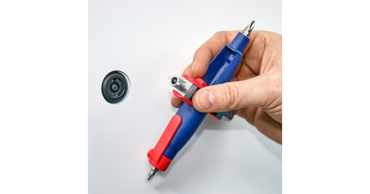 KNIPEX Stift-Schaltschrankschlüssel 00 11 07, Steckschlüssel(blau/rot, Länge 145 mm)