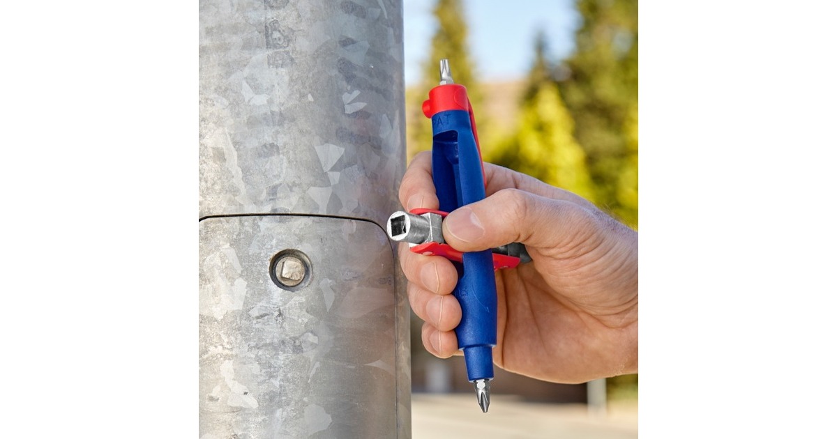 KNIPEX Stift-Schaltschrankschlüssel 00 11 07, Steckschlüssel(blau/rot, Länge 145 mm)