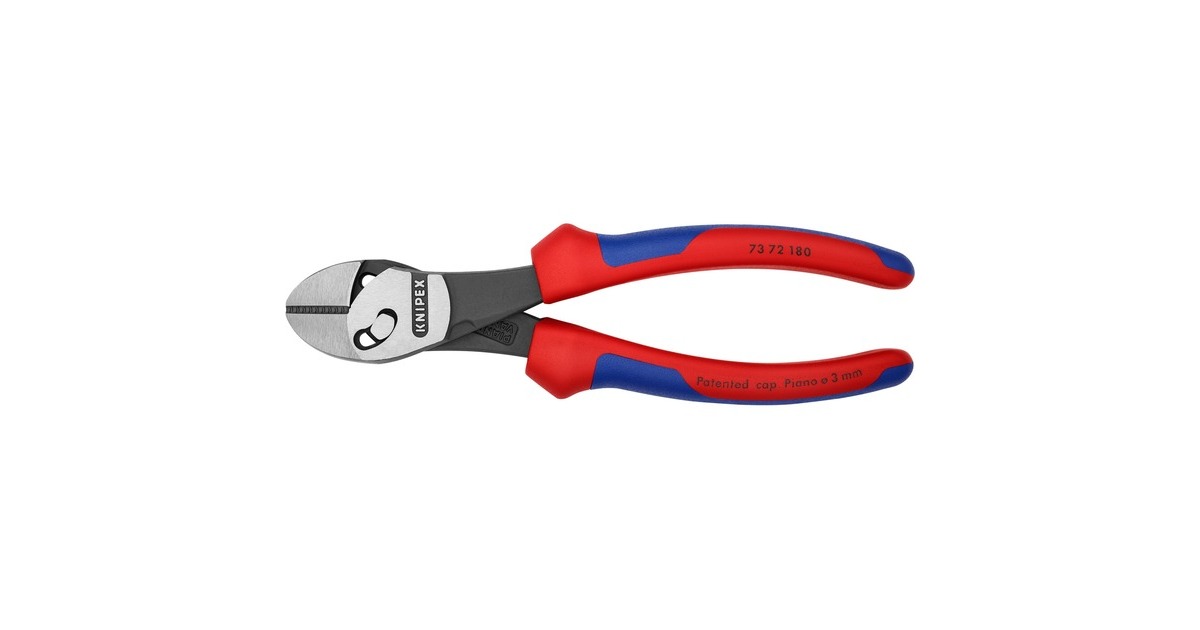 KNIPEX TwinForce Hochleistungs-Seitenschneider, Schneid-Zange(rot/blau, 73 72 180)