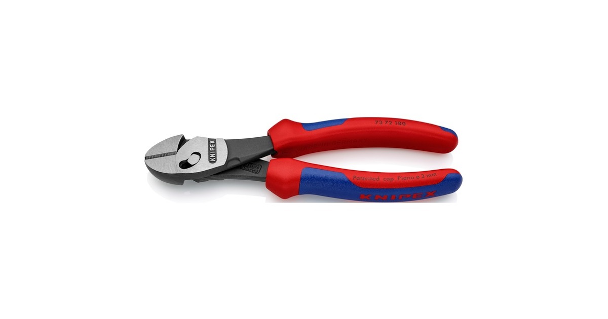 KNIPEX TwinForce Hochleistungs-Seitenschneider, Schneid-Zange(rot/blau, 73 72 180)
