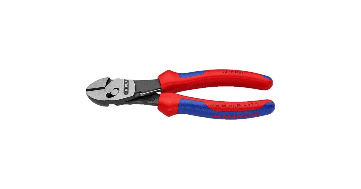 KNIPEX TwinForce Hochleistungs-Seitenschneider, Schneid-Zange(rot/blau, 7372180F, mit Öffnungsfeder)