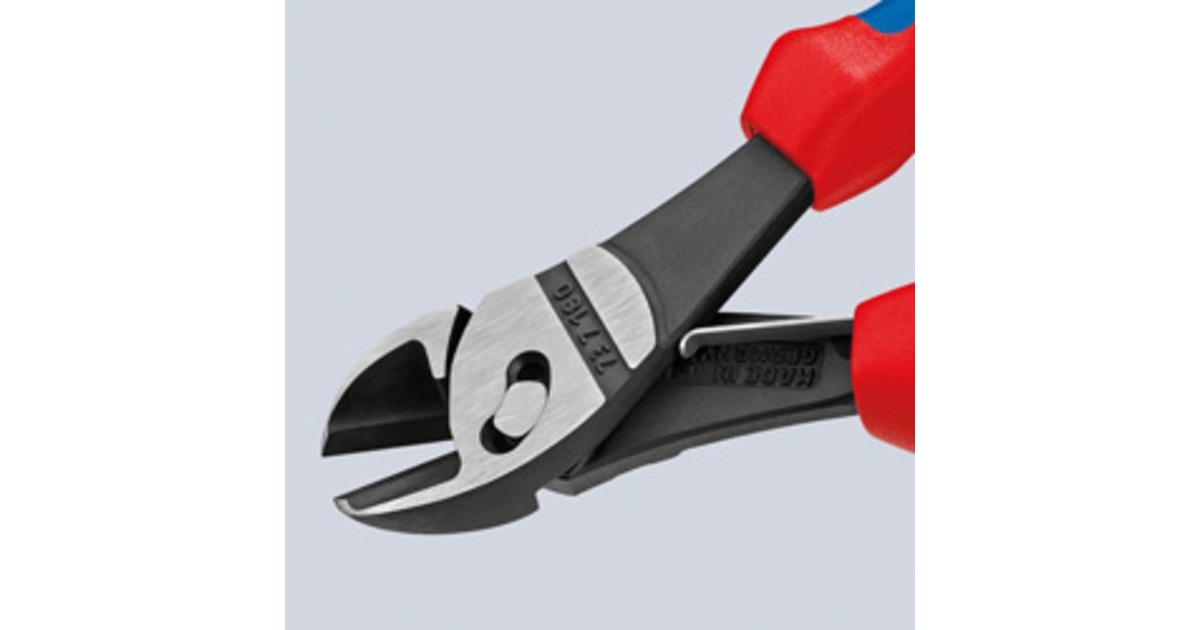KNIPEX TwinForce Hochleistungs-Seitenschneider, Schneid-Zange(rot/blau, 7372180F, mit Öffnungsfeder)