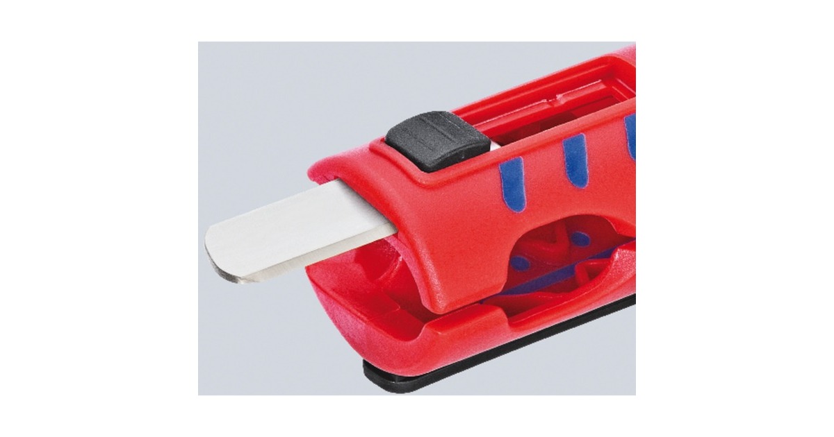KNIPEX Universal-Abisolier-/ Abmantelungswerkzeug 16 85 125 SB(rot/blau, für Rund- und Feuchtraumkabel)