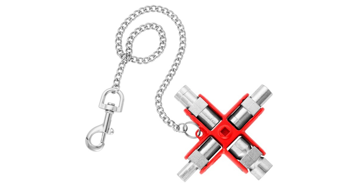 KNIPEX Universal-Schlüssel 00 11 06, Steckschlüssel(silber/rot, für gängige Schränke und Absperrsysteme)
