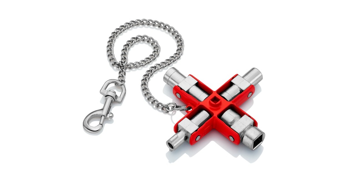 KNIPEX Universal-Schlüssel 00 11 06, Steckschlüssel(silber/rot, für gängige Schränke und Absperrsysteme)