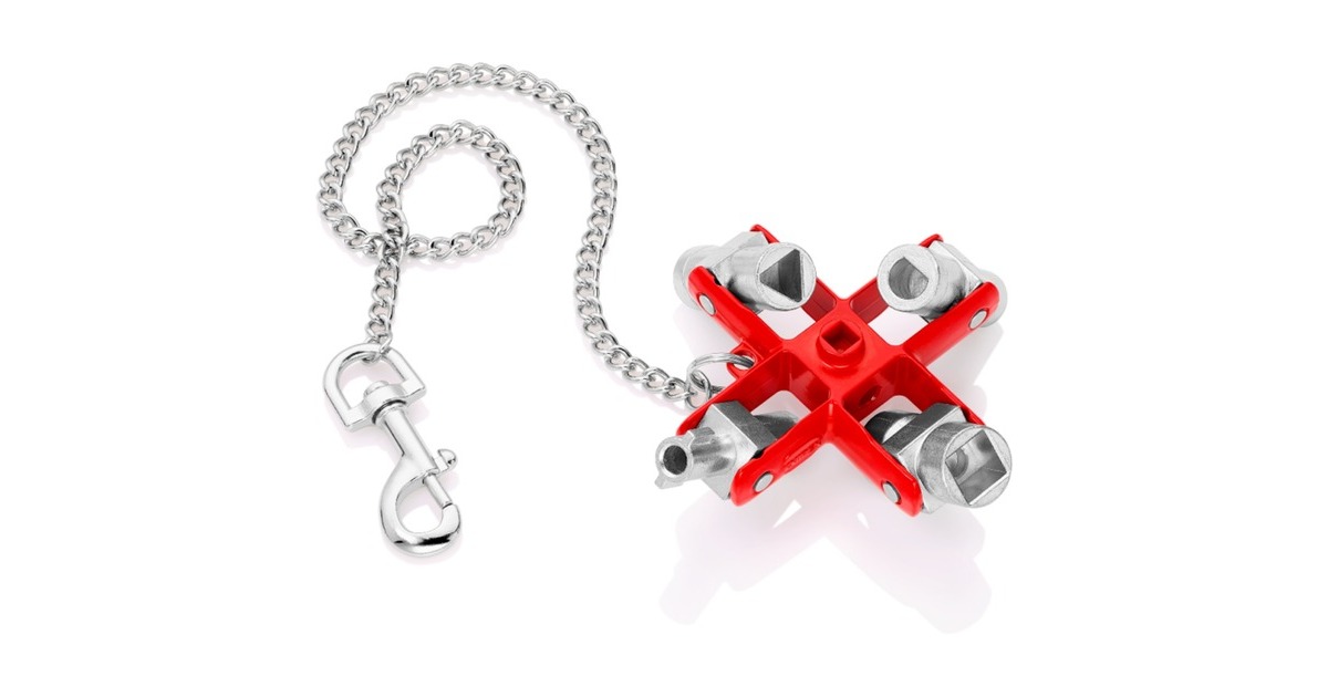 KNIPEX Universal-Schlüssel 00 11 06, Steckschlüssel(silber/rot, für gängige Schränke und Absperrsysteme)