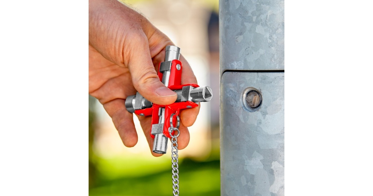 KNIPEX Universal-Schlüssel 00 11 06, Steckschlüssel(silber/rot, für gängige Schränke und Absperrsysteme)