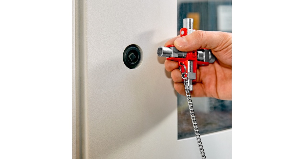 KNIPEX Universal-Schlüssel 00 11 06, Steckschlüssel(silber/rot, für gängige Schränke und Absperrsysteme)