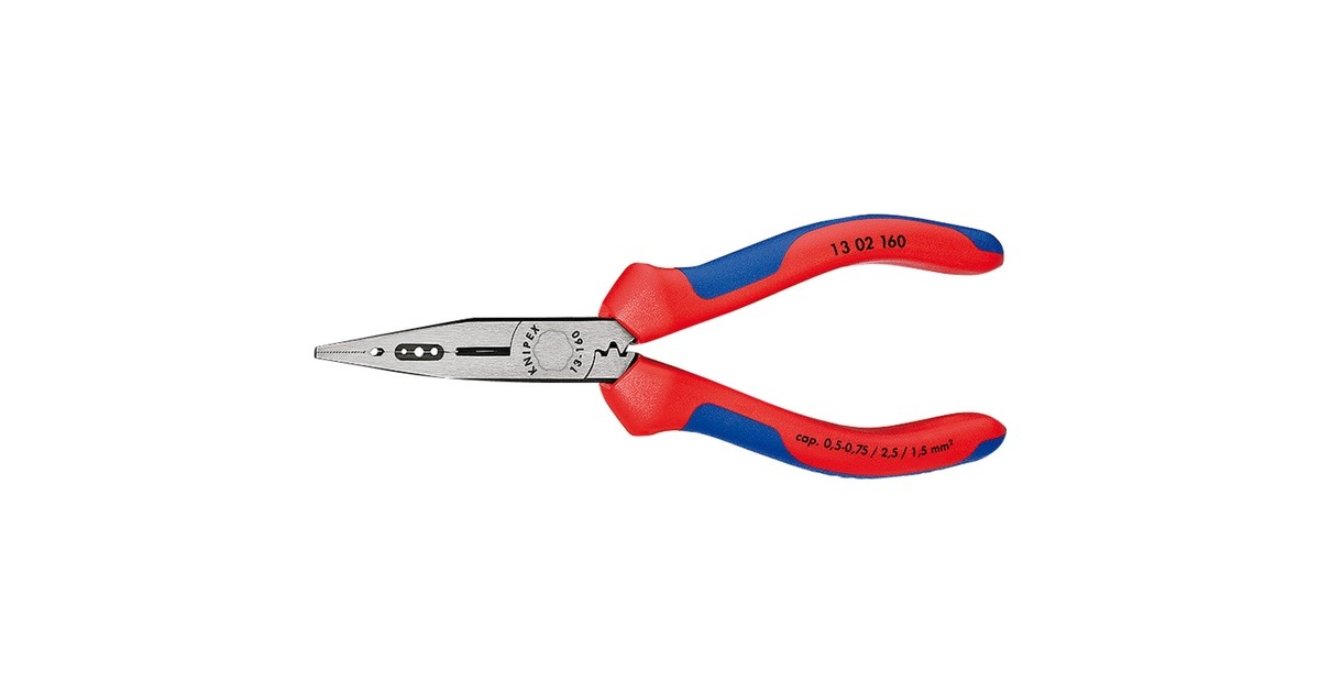 KNIPEX Verdrahtungszange 13 02 160(rot/blau, Länge 160mm, Crimpen 0,5 bis 2,5mm²)
