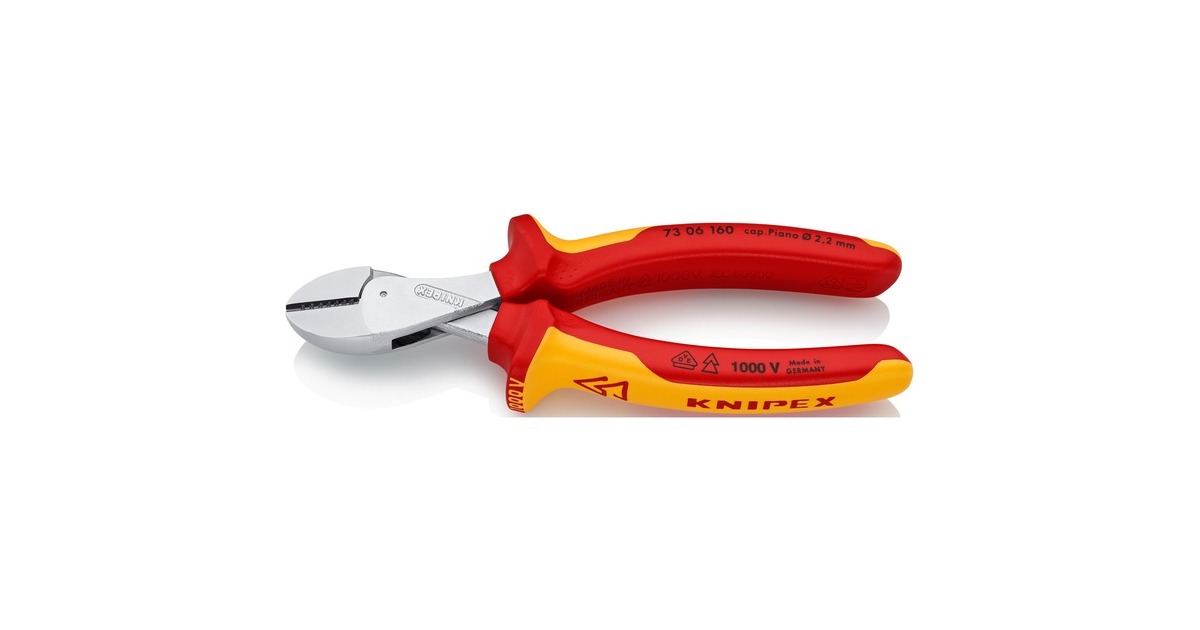 KNIPEX X-Cut Kompakt-Seitenschneider 73 06 160, VDE, Schneid-Zange(gelb, doppelt gelagerte Gelenkachse)