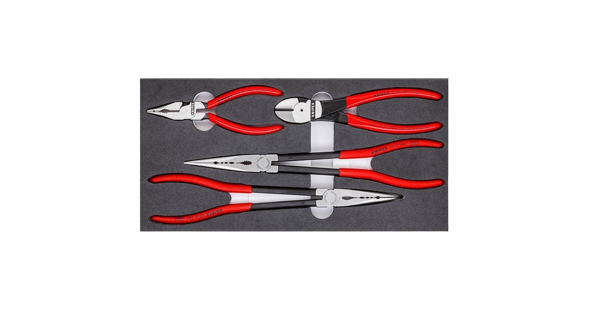 KNIPEX Zangen-Set "KFZ" 002001V16(rot/schwarz, präzise zugeschnittene Schaumstoffeinlage)