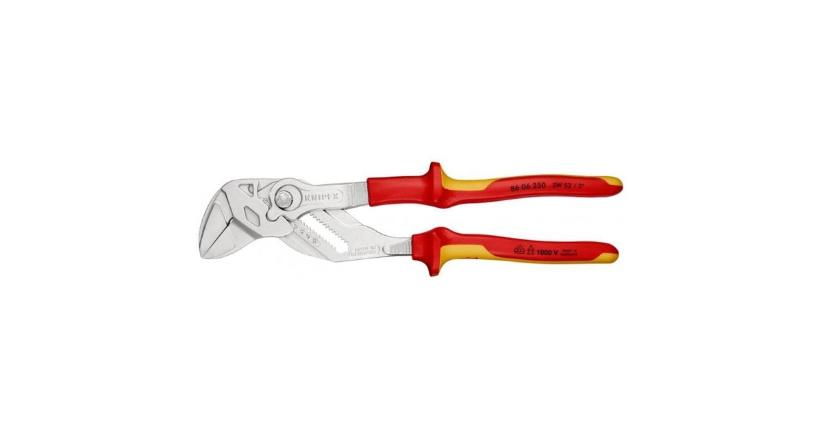 KNIPEX Zangenschlüssel 86 06 250, VDE-isoliert(rot/gelb, Länge 250mm, 19-fach einstellbar)