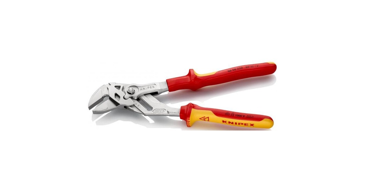 KNIPEX Zangenschlüssel 86 06 250, VDE-isoliert(rot/gelb, Länge 250mm, 19-fach einstellbar)
