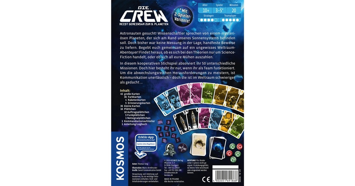 KOSMOS Die Crew - Auf der Suche nach dem 9. Planeten, Kartenspiel(Kennerspiel des Jahres 2020)