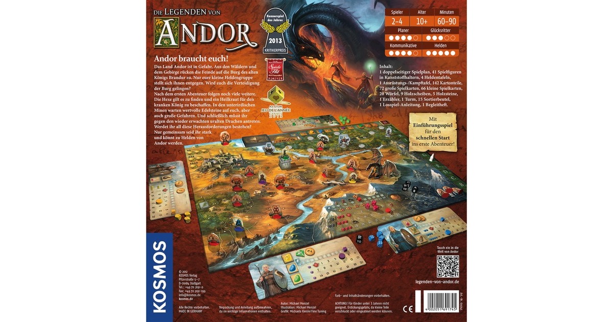 KOSMOS Die Legenden von Andor, Brettspiel(Kennerspiel des Jahres 2013)