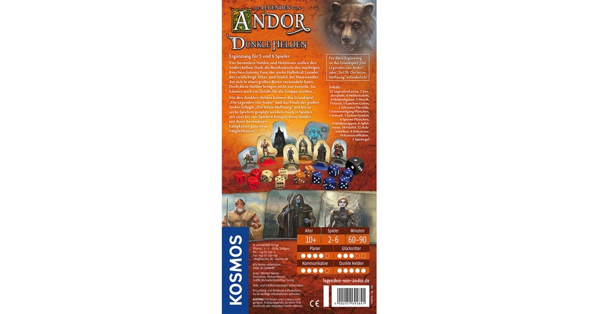 KOSMOS Die Legenden von Andor - Dunkle Helden, Brettspiel(Erweiterung für 5 - 6 Spieler)