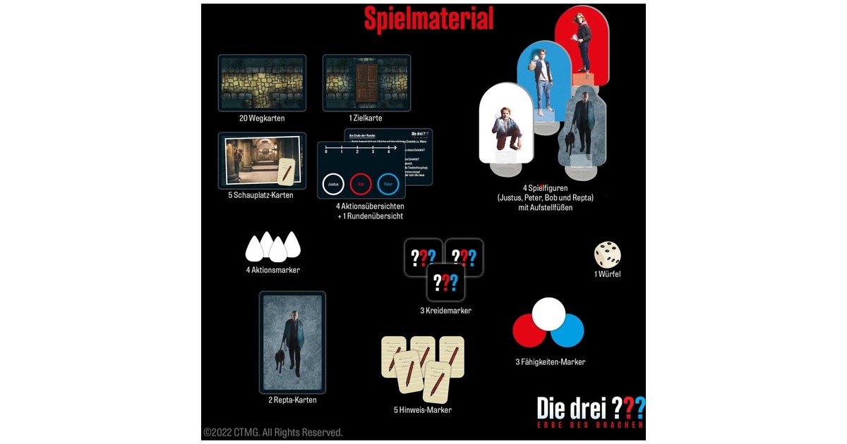 KOSMOS Die drei ??? Erbe des Drachen Spiel, Gesellschaftsspiel