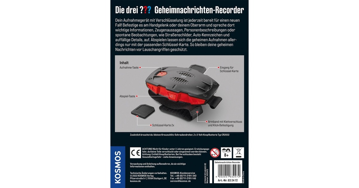 KOSMOS Die drei ??? Geheimnachrichten-Recorder, Detektiv-Sets
