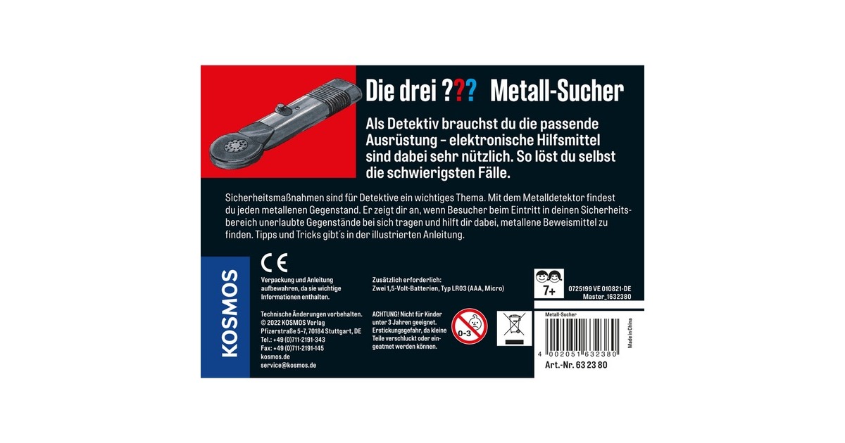 KOSMOS Die drei ??? Metall-Sucher, Detektiv-Sets(Metalldose)