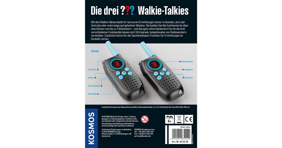 KOSMOS Die drei ??? Walkie-Talkies, Detektiv-Sets(Funkgerät für Detektive)