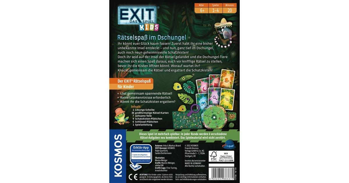 KOSMOS EXIT - Das Spiel Kids: Rätselspaß im Dschungel, Partyspiel