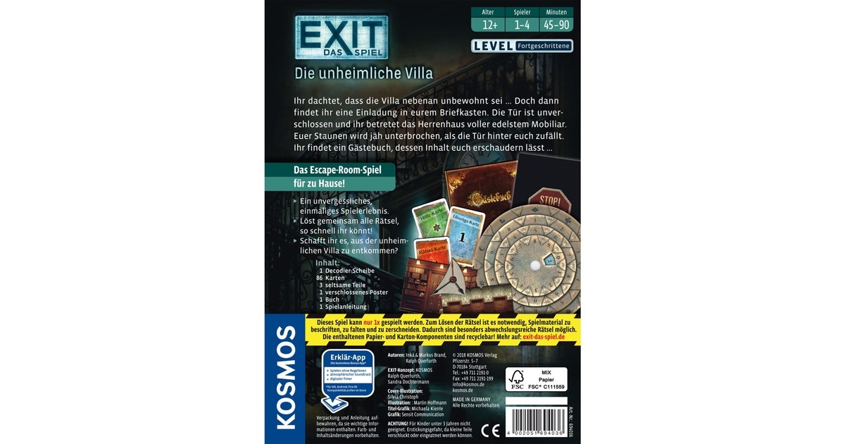 KOSMOS EXIT - Das Spiel - Die unheimliche Villa, Partyspiel