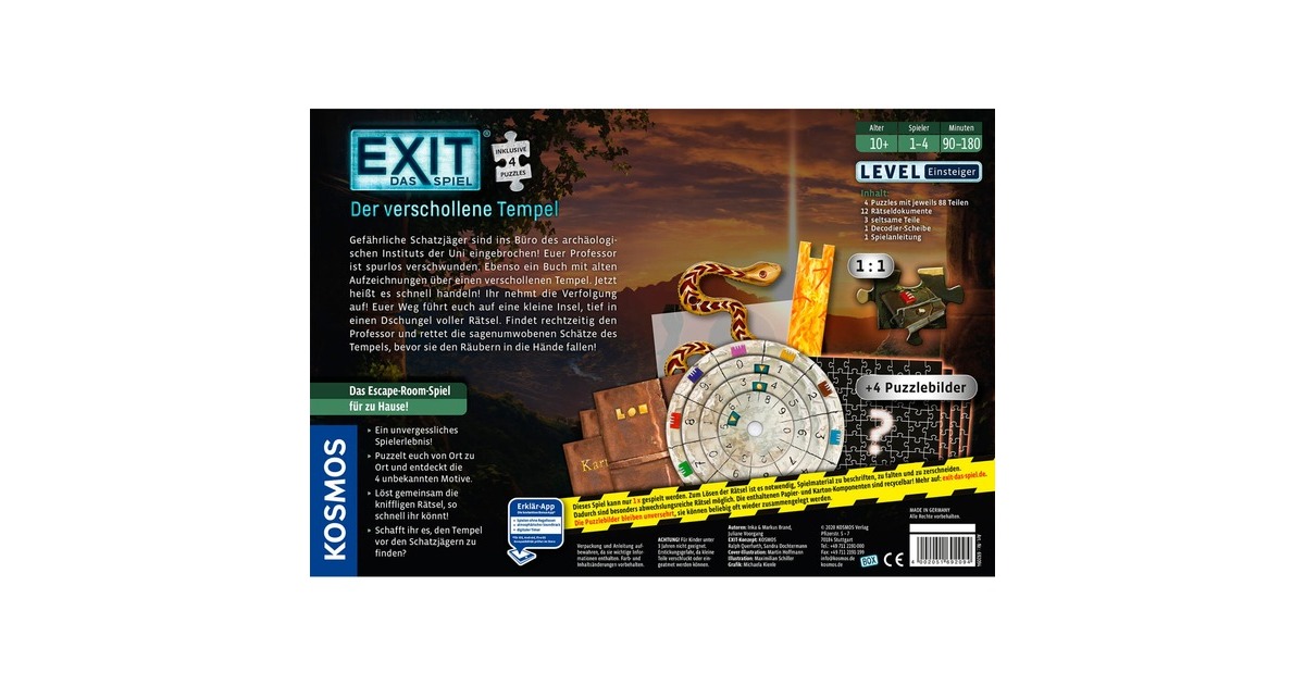 KOSMOS EXIT - Das Spiel + Puzzle - Der verschollene Tempel, Partyspiel
