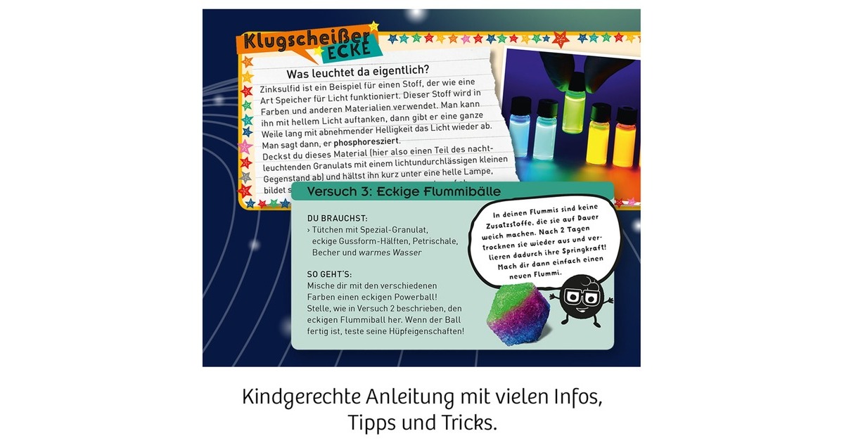 KOSMOS Fun Science Nachtleuchtende Flummi-Power, Experimentierkasten