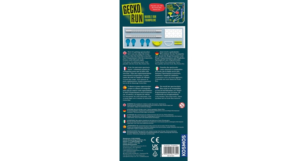 KOSMOS Gecko Run - Marble Run Trampoline V1, Kugelbahn(Erweiterung, internationale Version)
