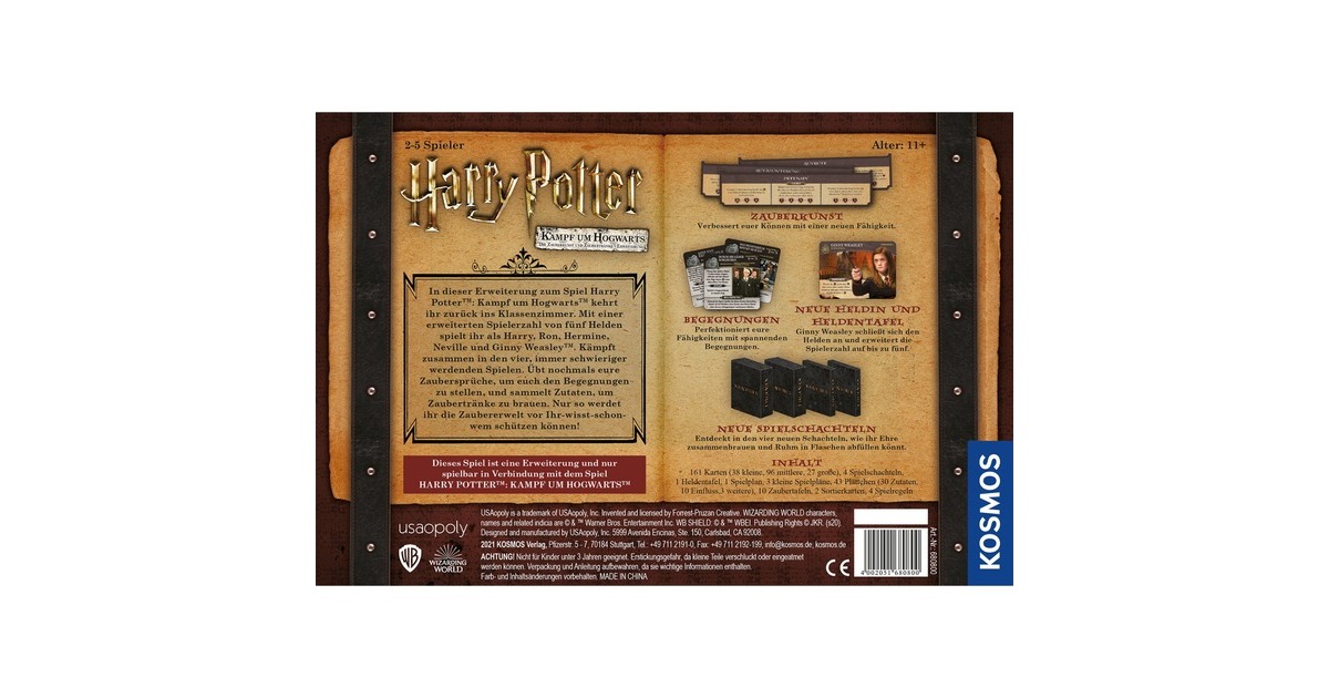 KOSMOS Harry Potter: Kampf um Hogwarts - Zauberkunst und Zaubertränke Erweiterung, Kartenspiel(Das kooperative Deck-Building-Spiel)