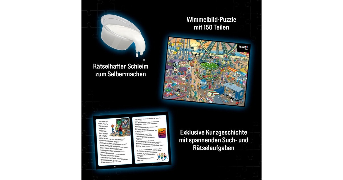 KOSMOS Krimi-Puzzle Die drei ??? Kids: Vorsicht Glibberfalle(150 Teile)