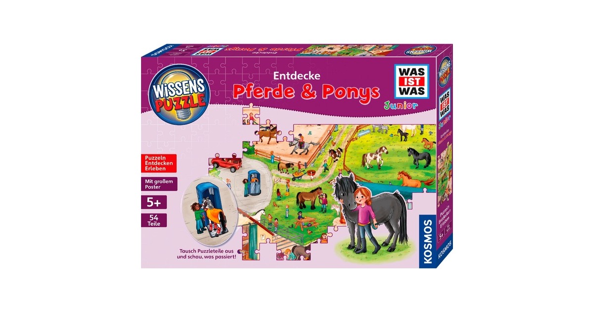 KOSMOS Wissenspuzzle WAS IST WAS Junior: Entdecke den Ponyhof(54 Teile)