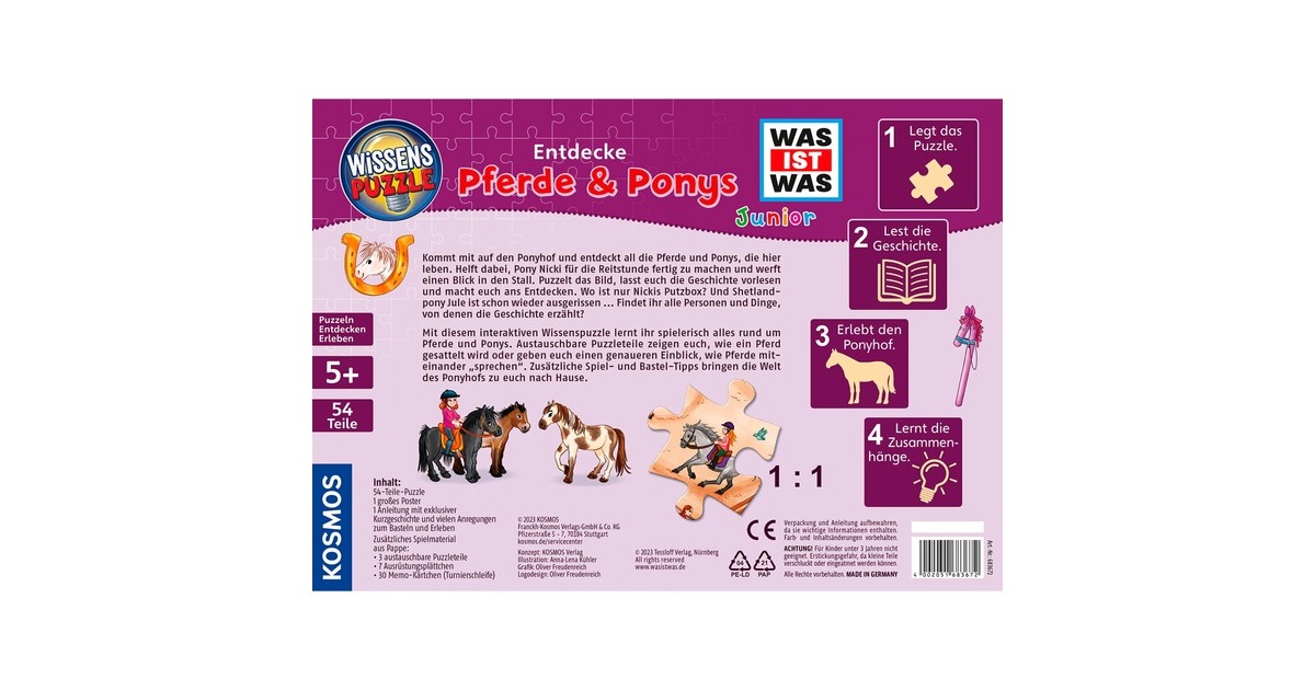 KOSMOS Wissenspuzzle WAS IST WAS Junior: Entdecke den Ponyhof(54 Teile)
