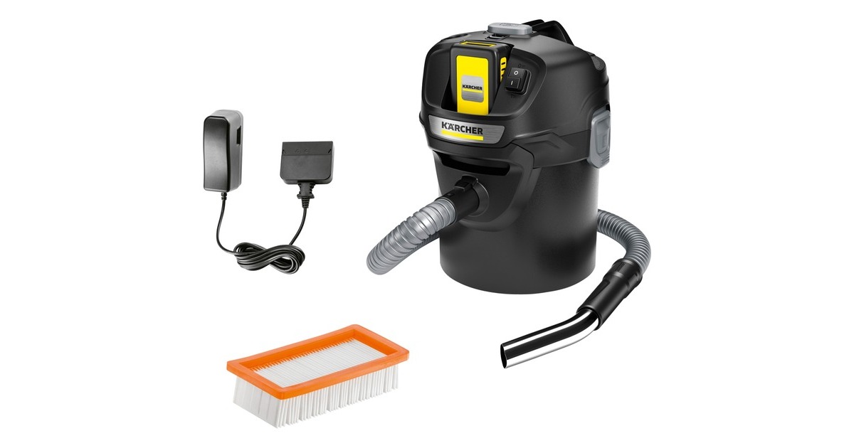 Kärcher AD 2 Battery Set, Aschesauger(schwarz, mit Akku und Ladegerät)