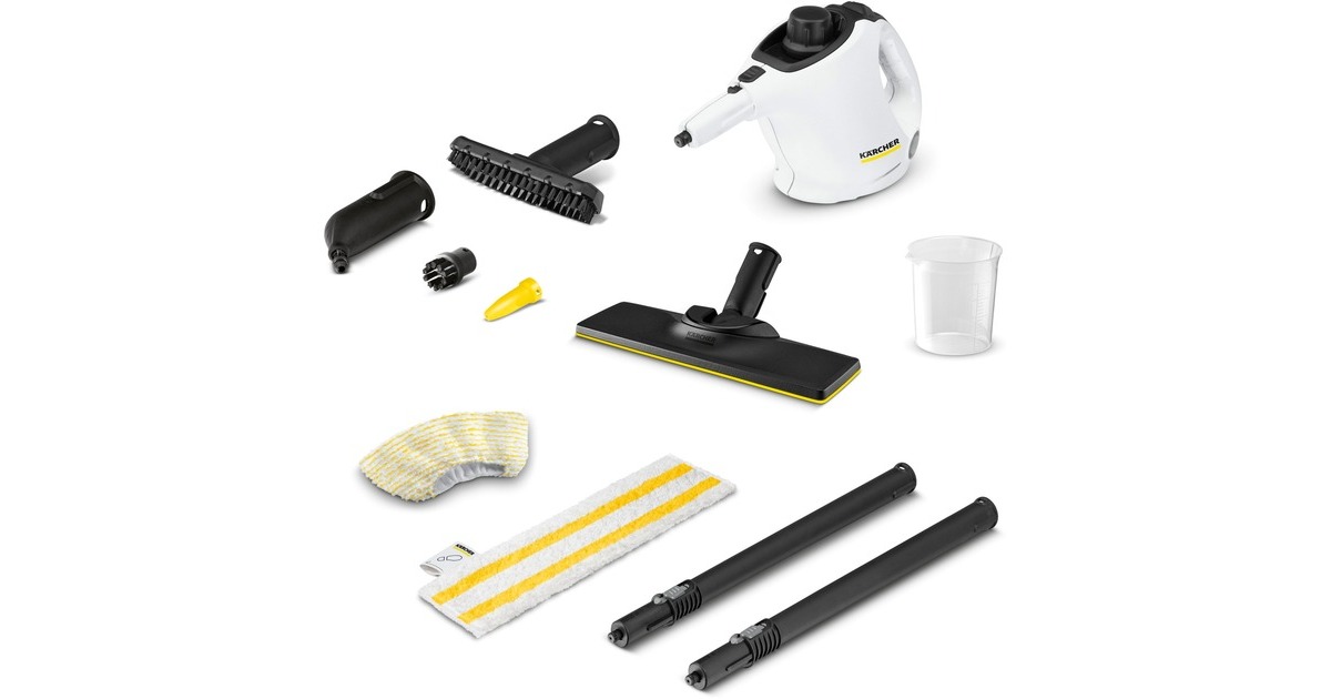Kärcher Dampfreiniger SC 1 EasyFix(weiß/schwarz, 1.200 Watt, mit Bodenreinigungsset EasyFix)