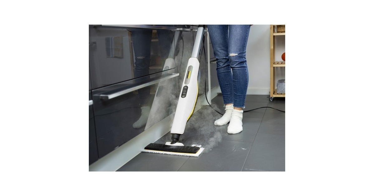 Kärcher Dampfreiniger SC 3 Upright EasyFix(weiß/schwarz, 1.600 Watt, mit Bodenreinigungsset EasyFix)