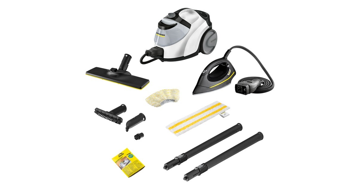 Kärcher Dampfreiniger SC 5 EasyFix Iron(weiß/schwarz, 2.250 Watt, inkl. Dampfdruck-Bügeleisen)