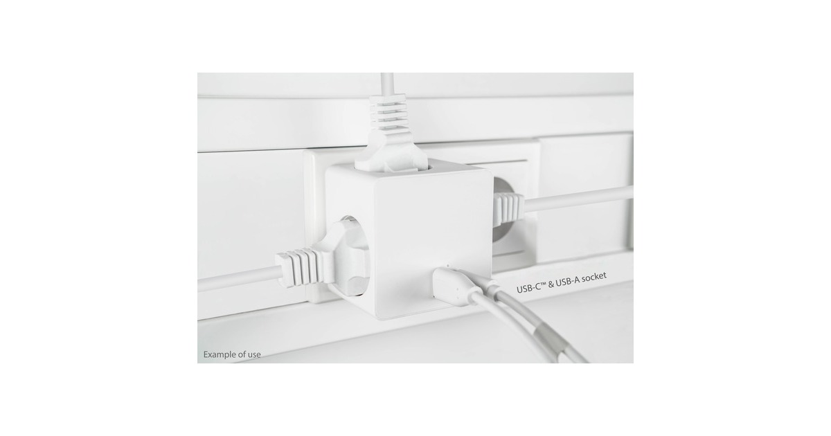 Kabelmeister Steckdosenwürfel 3-fach, 2x USB, Steckdosenleiste(weiß, 1x USB-C PD 3.0 20W, 1x USB-A 18W)