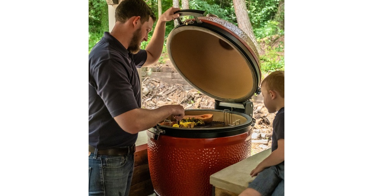 Kamado Joe Big Joe III, freistehend, Holzkohlegrill(rot/schwarz, Ø 61cm)