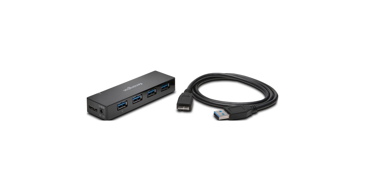 Kensington UH4000C USB 3.0 4-Port Hub mit Ladefunktion, USB-Hub(4x USB 3.0 Typ-A)
