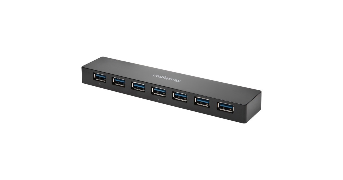 Kensington UH7000C USB 3.0 7-Port Hub mit Ladefunktion, USB-Hub(schwarz, 7x USB 3.0 Typ-A)