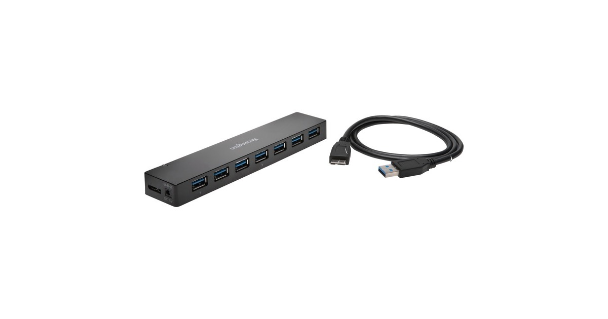 Kensington UH7000C USB 3.0 7-Port Hub mit Ladefunktion, USB-Hub(schwarz, 7x USB 3.0 Typ-A)