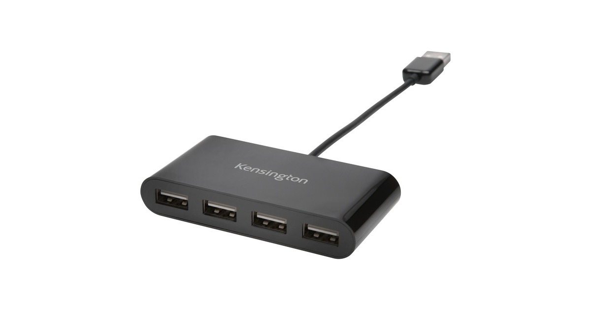Kensington USB 2.0 4-Port Hub, USB-Hub(schwarz, 4x USB 2.0 Typ-A)