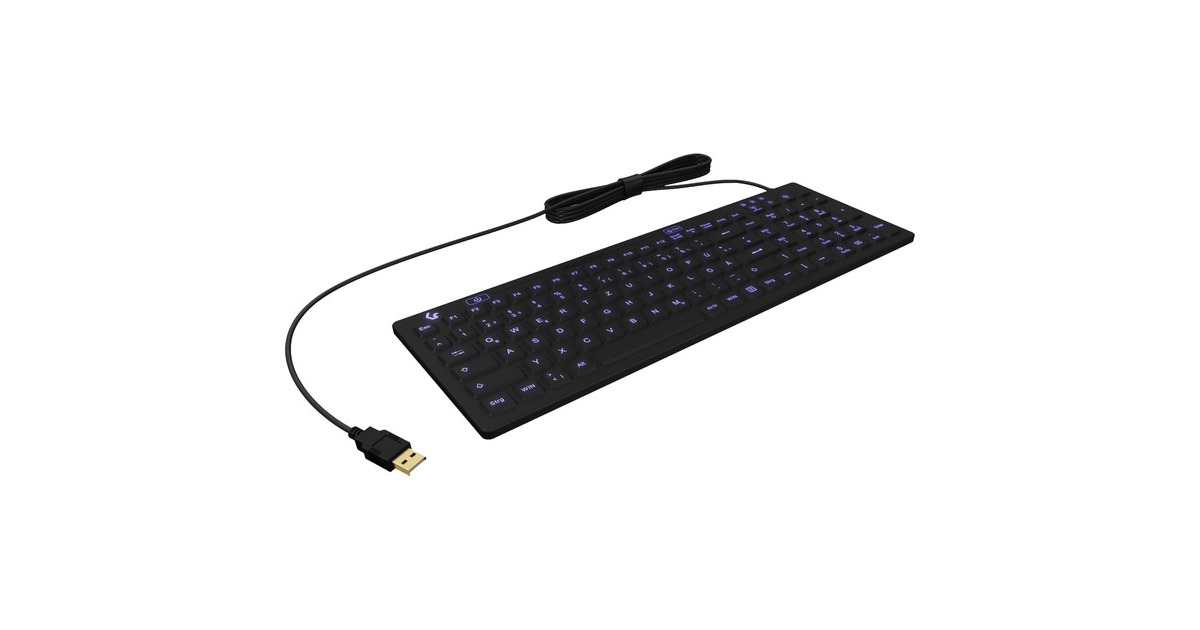 KeySonic Kompakt Hygiene-Industrietastatur KSK-6031INEL-B(schwarz, DE-Layout)