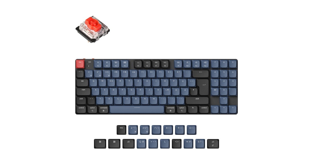 Keychron K13 Pro, Gaming-Tastatur(schwarz/grau, DE-Layout, Gateron Low Profile 2.0 Mechanical Red, Hot-Swap, Aluminiumrahmen, RGB)