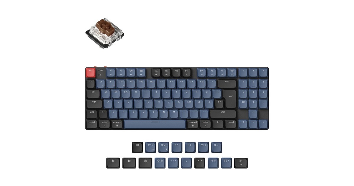Keychron K13 Pro, Gaming-Tastatur(schwarz/grau, DE-Layout, Gateron Low Profile 2.0 Mechanical Brown, Hot-Swap, Aluminiumrahmen, RGB)