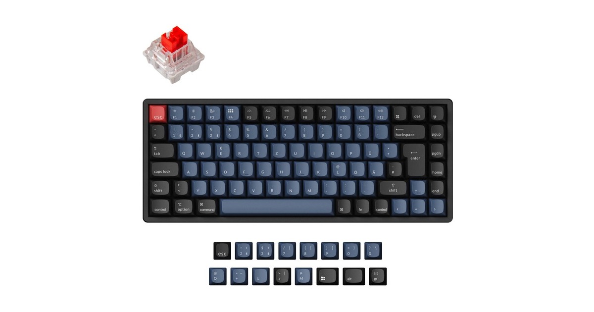 Keychron K2 Pro, Gaming-Tastatur(schwarz/blaugrau, DE-Layout, Keychron K Pro Red, Hot-Swap, Aluminiumrahmen, RGB)