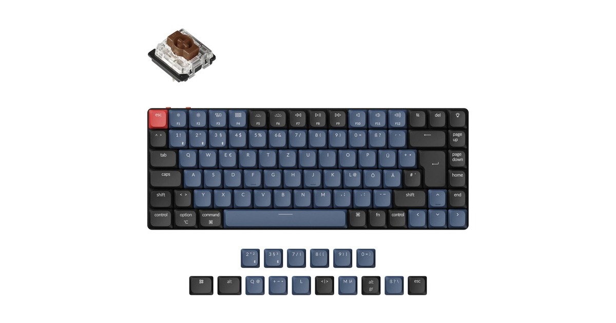 Keychron K3 Pro, Gaming-Tastatur(schwarz/blaugrau, DE-Layout, Gateron Low Profile 2.0 Mechanical Brown, Hot-Swap, Aluminiumrahmen, RGB)